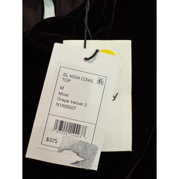 MSRP $325 | NWT Theory High Cowl Top Chocolate Brown Velvet Size M SAME DAY SHIP - Picture 5 of 6